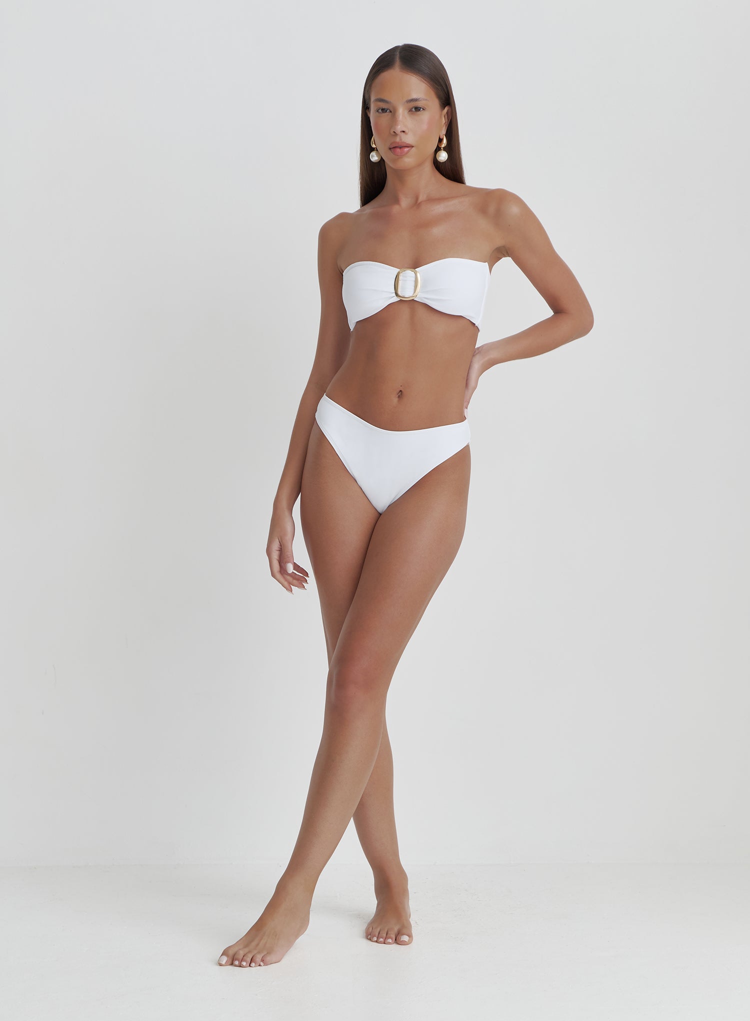 White Gold Hardware Bandeau Bikini Top